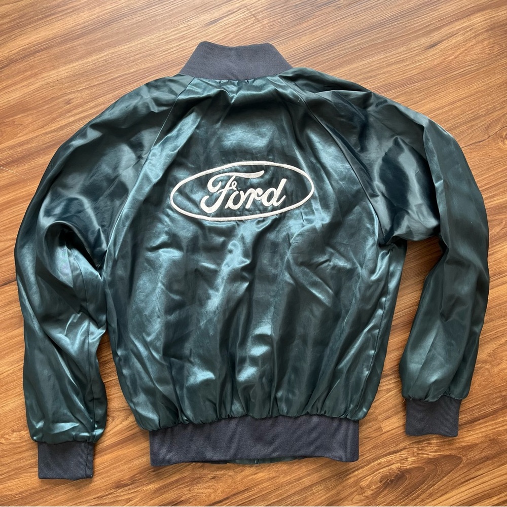 Vintage Ford Blue Bomber Jacket with Varsity Style